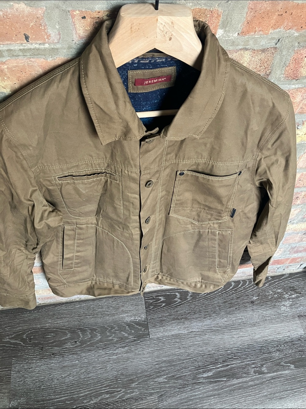 Jeremiah tan canvas jacket blue patterned blanket lining. - Picture 4 of 17
